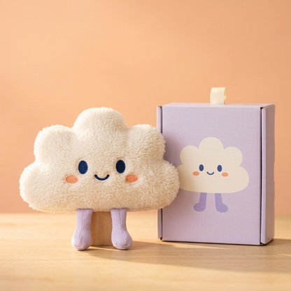 ☁️ Cloud Companion Mini Plush — An Ivory Little Daydream with a Stitched Smile and Lavender Legs