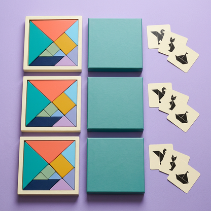 🔷 Shape Stories Geometric Puzzle Box — Colorful Pieces, Curious Silhouettes, and a New Picture in Every Arrangement