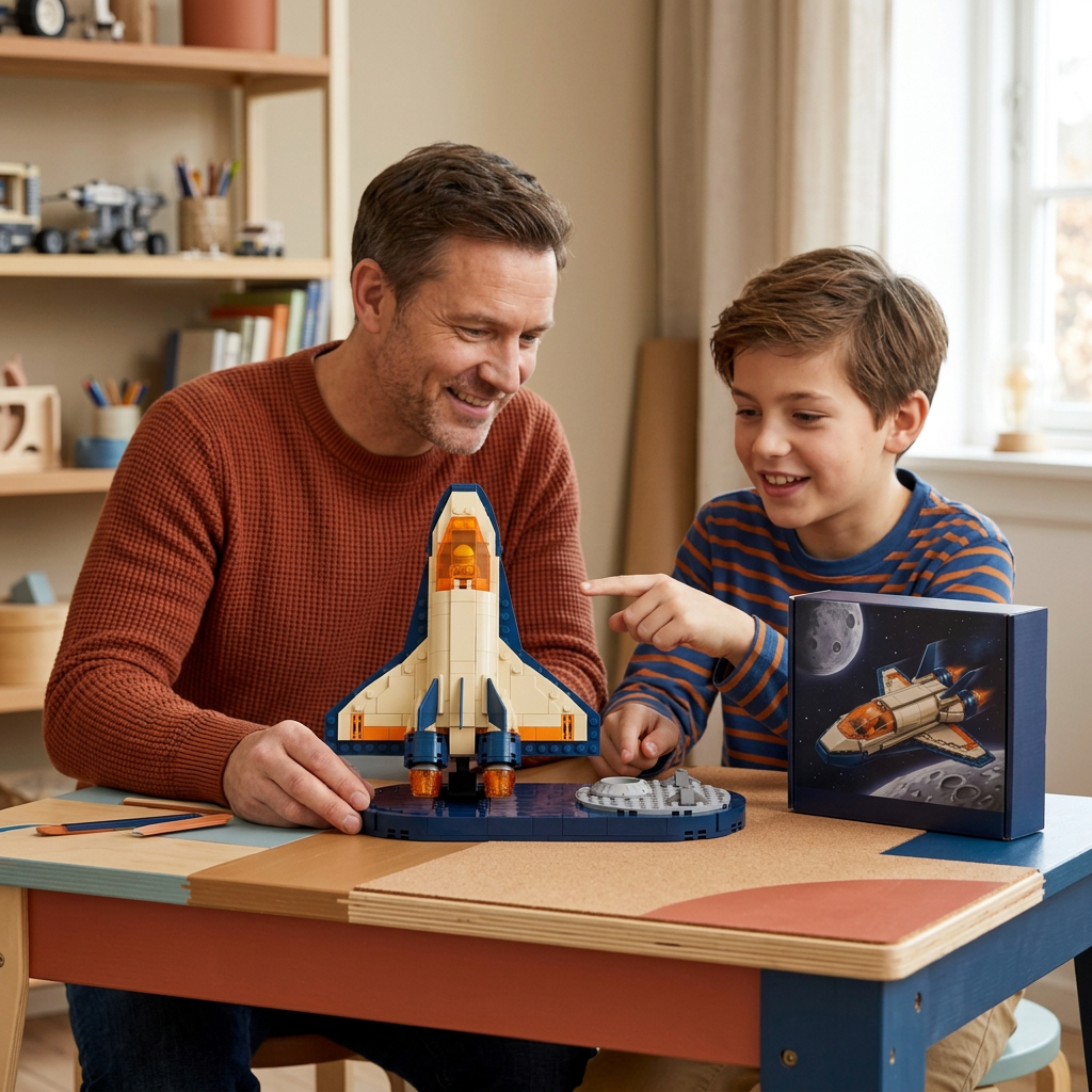 🚀 Orbit Explorer Brick Shuttle — Build Your Next Mission with a Colorful Spacecraft and a Moon-Inspired Display