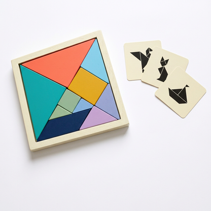 🔷 Shape Stories Geometric Puzzle Box — Colorful Pieces, Curious Silhouettes, and a New Picture in Every Arrangement