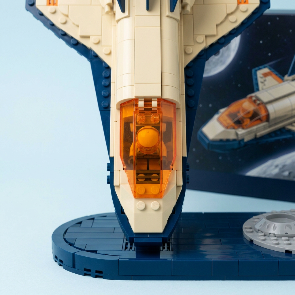🚀 Orbit Explorer Brick Shuttle — Build Your Next Mission with a Colorful Spacecraft and a Moon-Inspired Display
