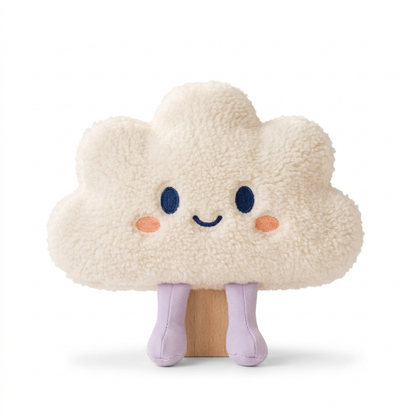 ☁️ Cloud Companion Mini Plush — An Ivory Little Daydream with a Stitched Smile and Lavender Legs