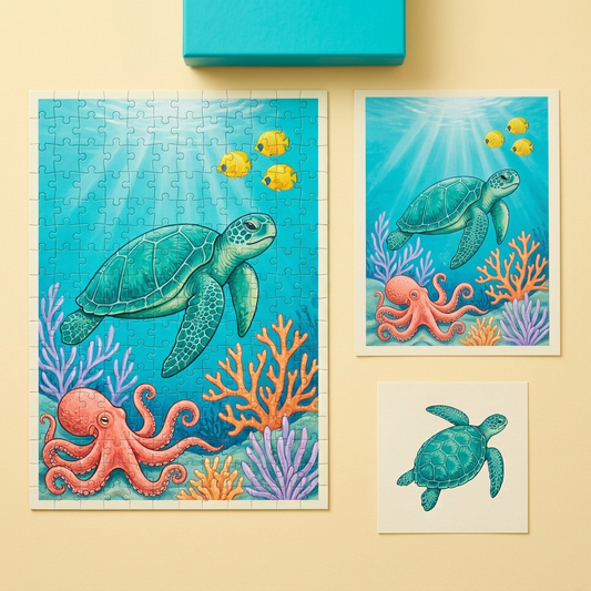 🐢 Ocean Discovery Jigsaw — Piece Together a Colorful Underwater World of Turtles, Coral, and Curious Little Details