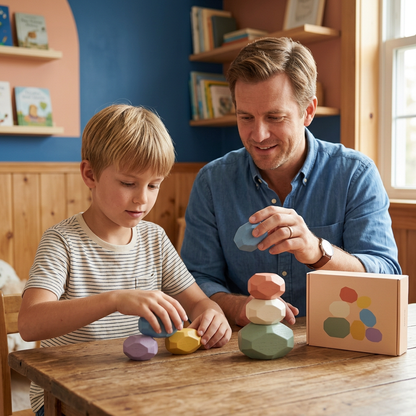 🎨 Pastel Balance Pebbles — Six Colorful Faceted Stacking Blocks for Little Experiments and Changing Creations
