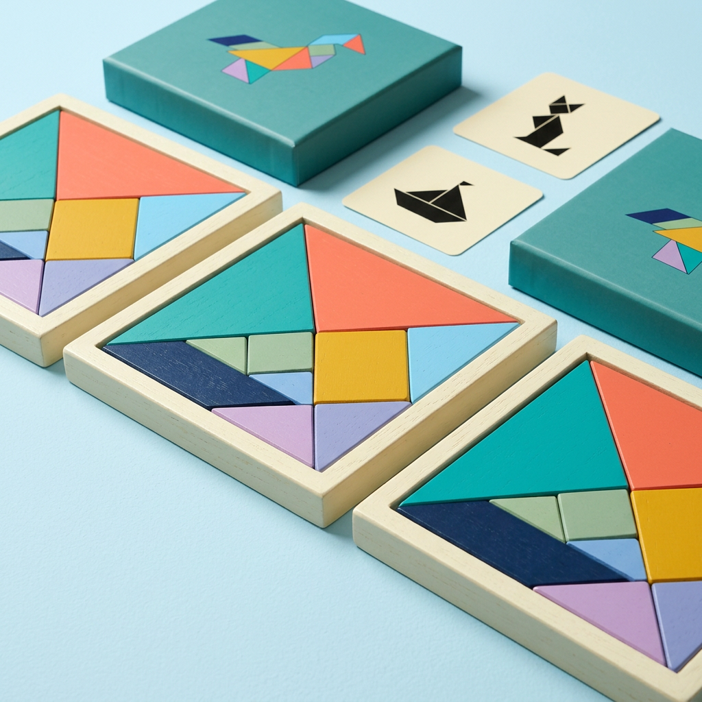 🔷 Shape Stories Geometric Puzzle Box — Colorful Pieces, Curious Silhouettes, and a New Picture in Every Arrangement