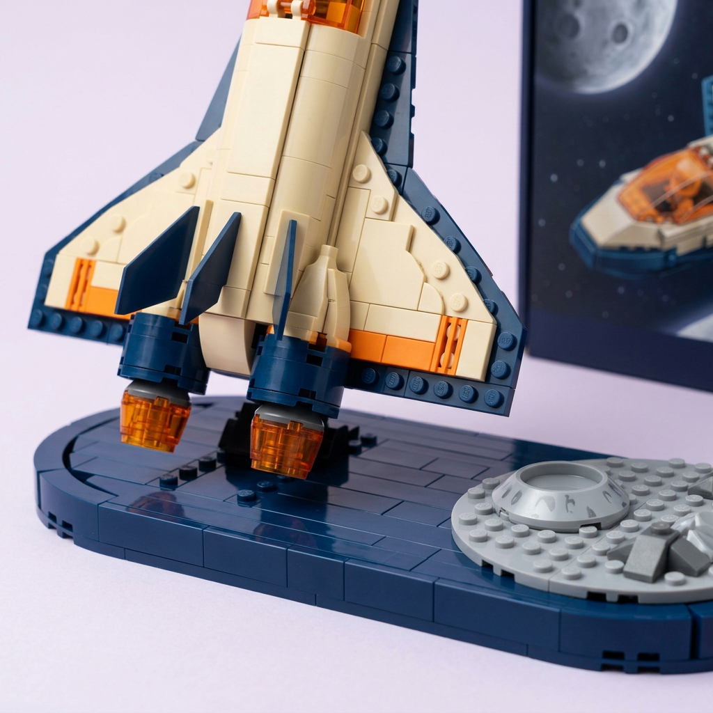🚀 Orbit Explorer Brick Shuttle — Build Your Next Mission with a Colorful Spacecraft and a Moon-Inspired Display