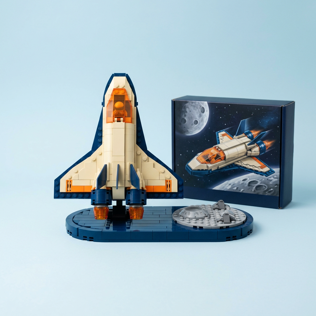 🚀 Orbit Explorer Brick Shuttle — Build Your Next Mission with a Colorful Spacecraft and a Moon-Inspired Display
