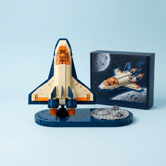 🚀 Orbit Explorer Brick Shuttle — Build Your Next Mission with a Colorful Spacecraft and a Moon-Inspired Display