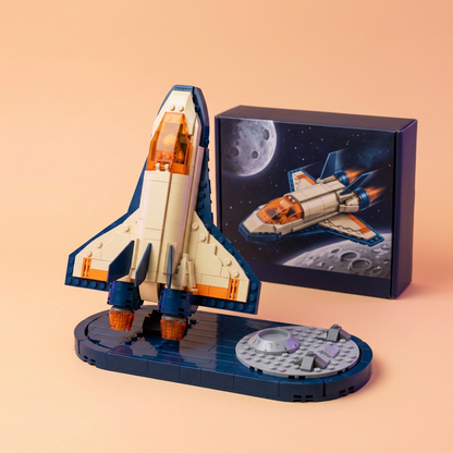 🚀 Orbit Explorer Brick Shuttle — Build Your Next Mission with a Colorful Spacecraft and a Moon-Inspired Display